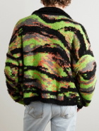 ERL - Metallic Jacquard-Knit Half-Zip Sweater - Green