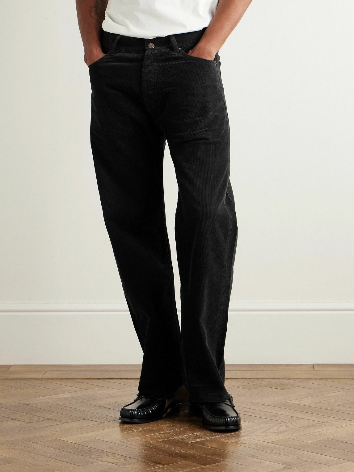 CELINE - Wesley Straight-Leg Cotton-Corduroy Trousers - Black