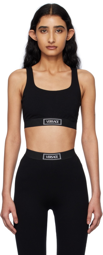 Photo: Versace Underwear Black 90s Vintage Logo Sport Bra