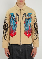 Warren Lotas Garage Printed Work Canvas Jacket Beige