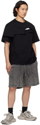 Feng Chen Wang Black Double Collar T-shirt