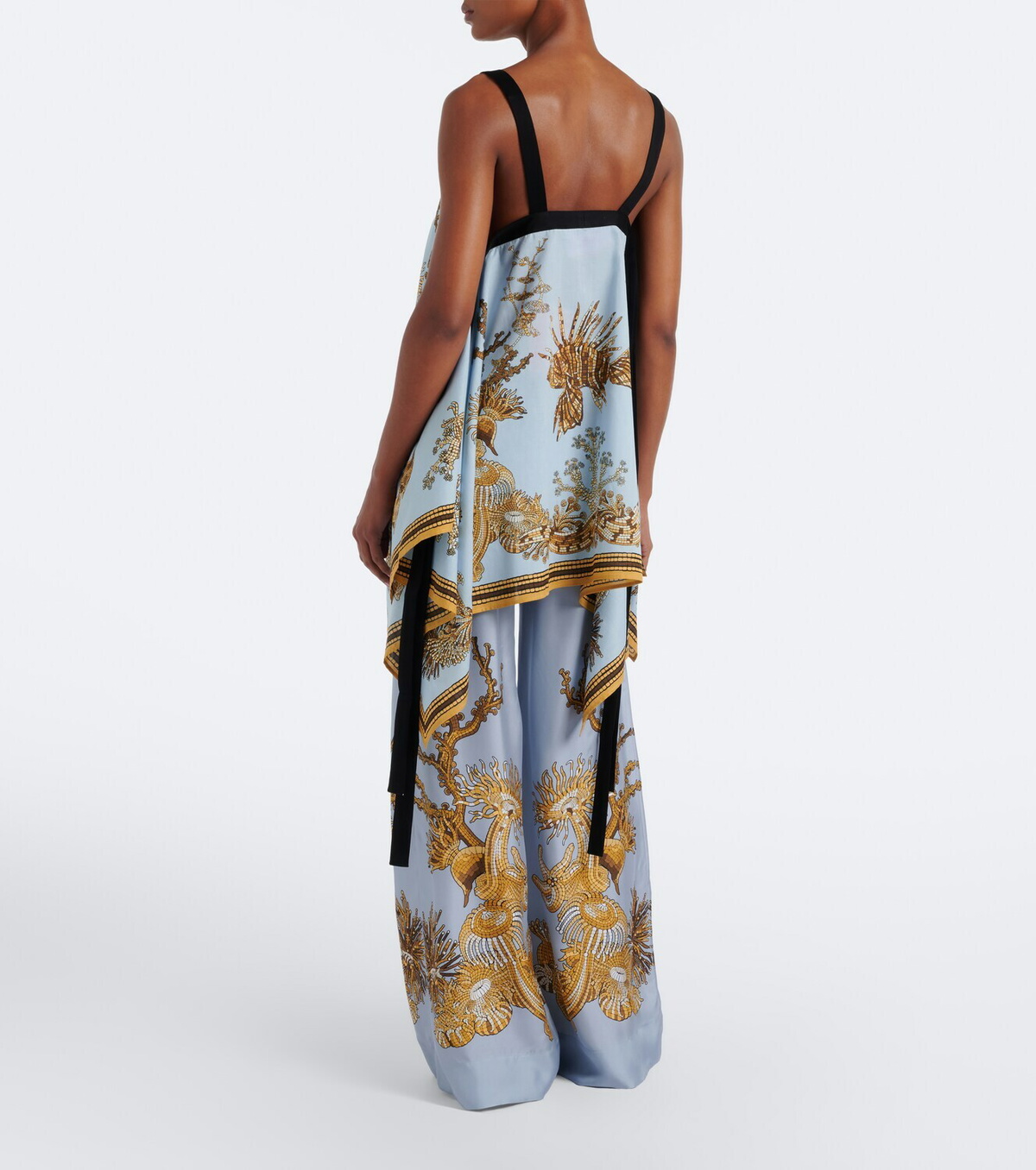 La DoubleJ Printed silk twill palazzo pants