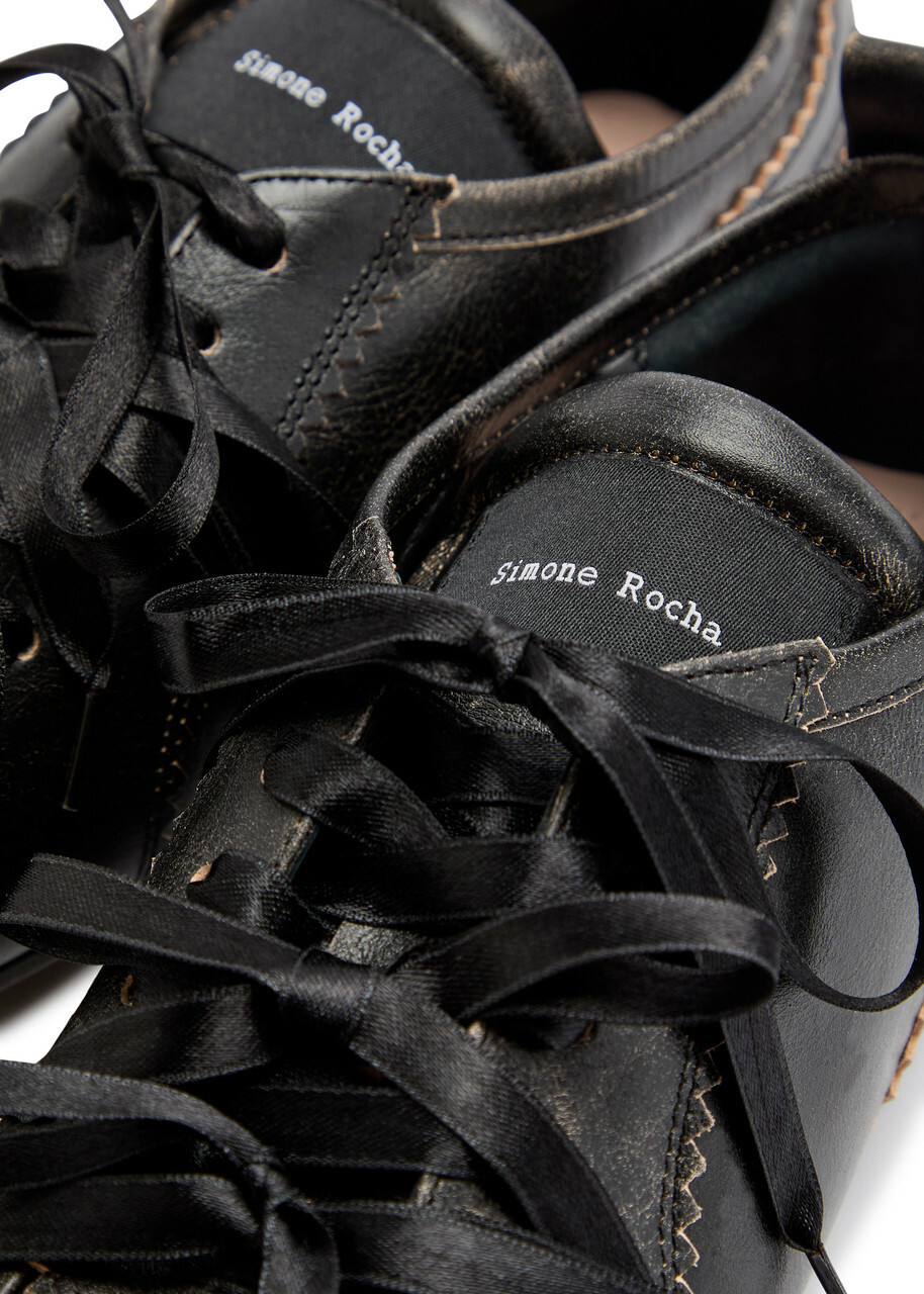 Simone Rocha Ballerina Grip Leather Sneakers Dark Brown