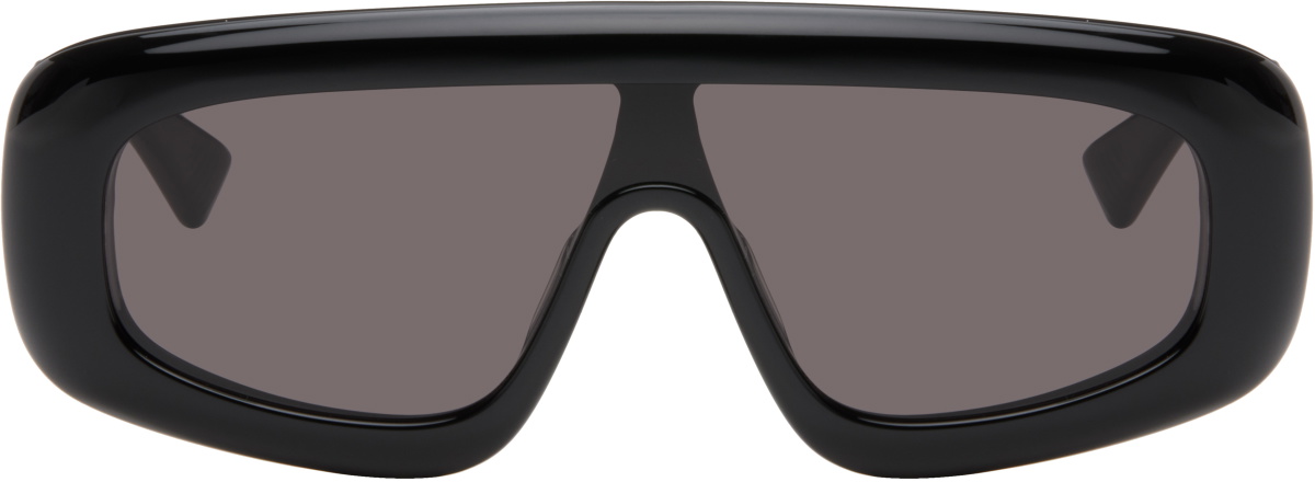 BOTTEGA VENETA
Black Curvy Mask Acetate Sunglasses Bottega Veneta - Mask D-Frame Rubber and Acetate Sunglasses  main image 4