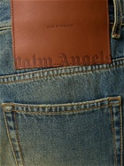 PALM ANGELS Acid Washed Cotton Denim Bootcut Jeans