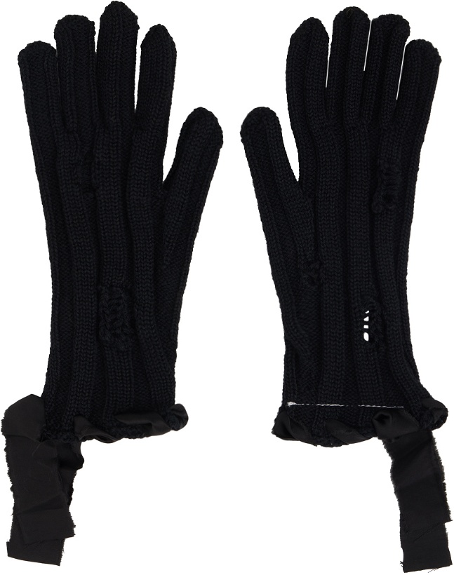 Photo: MM6 Maison Margiela Black Distressed Gloves
