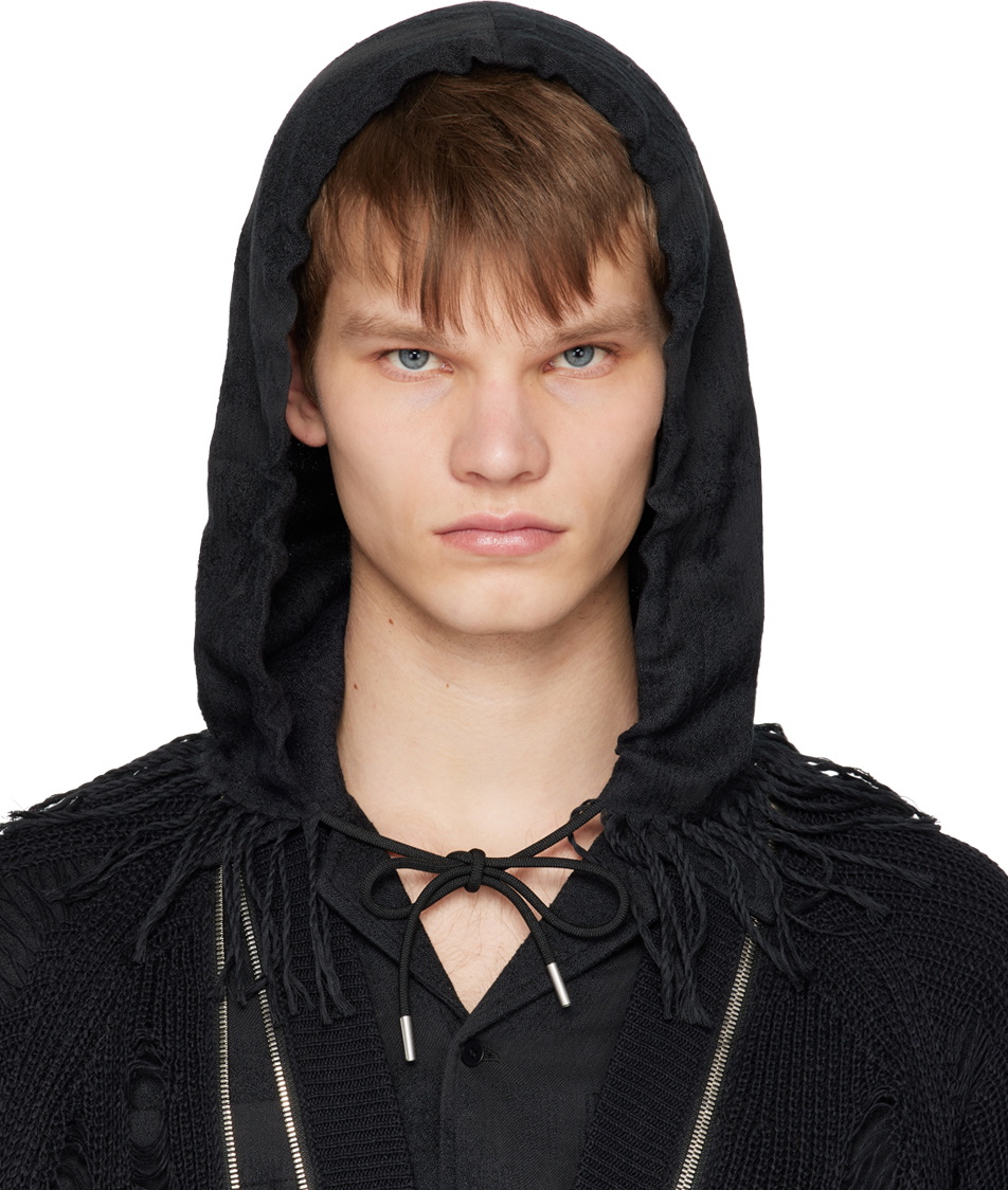 Vein Black Tassel Hood