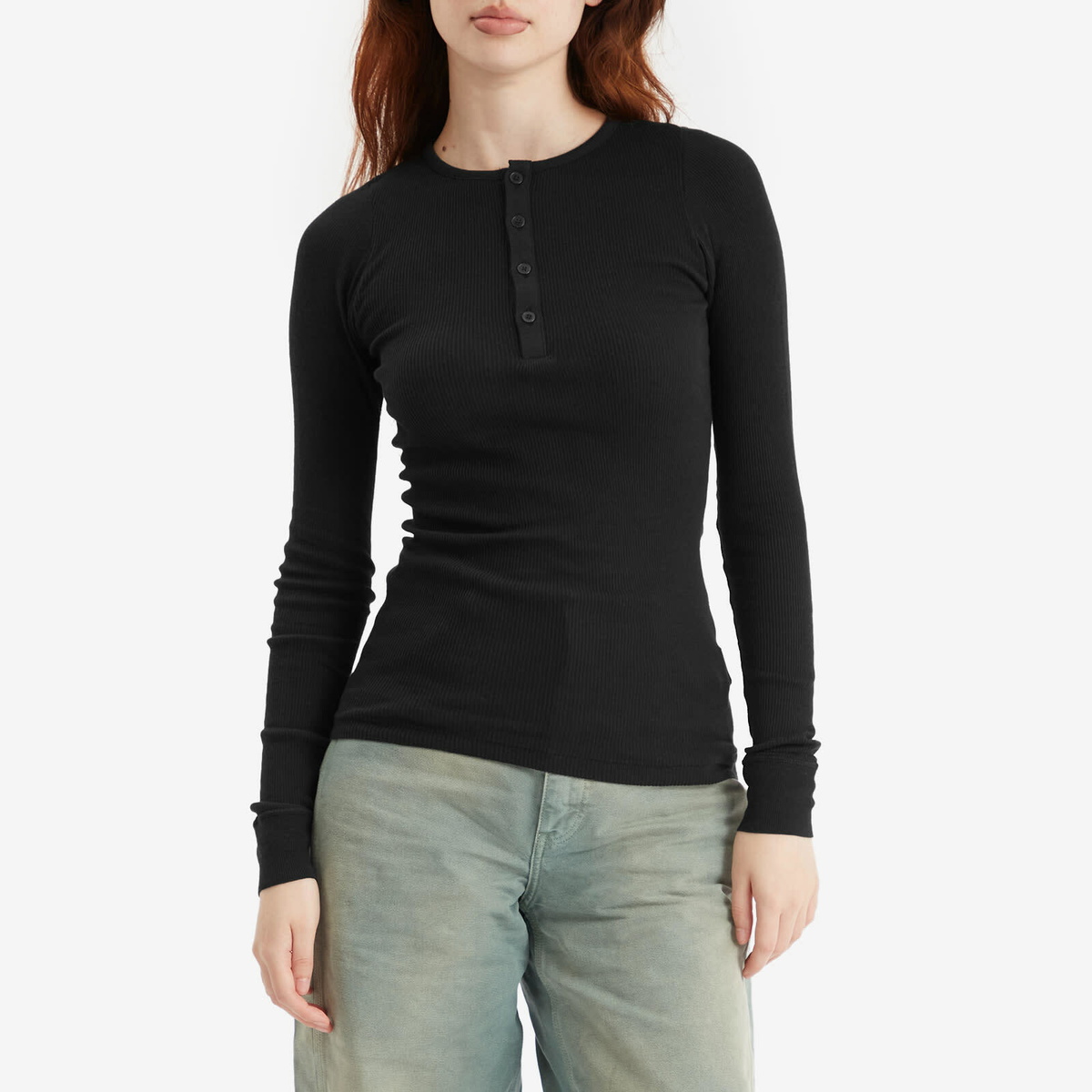 Auralee Women's Organic Soft Rib Pullover in Black