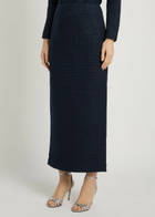 Roland Mouret Ceremony Metallized Bouclé Midi Skirt Navy