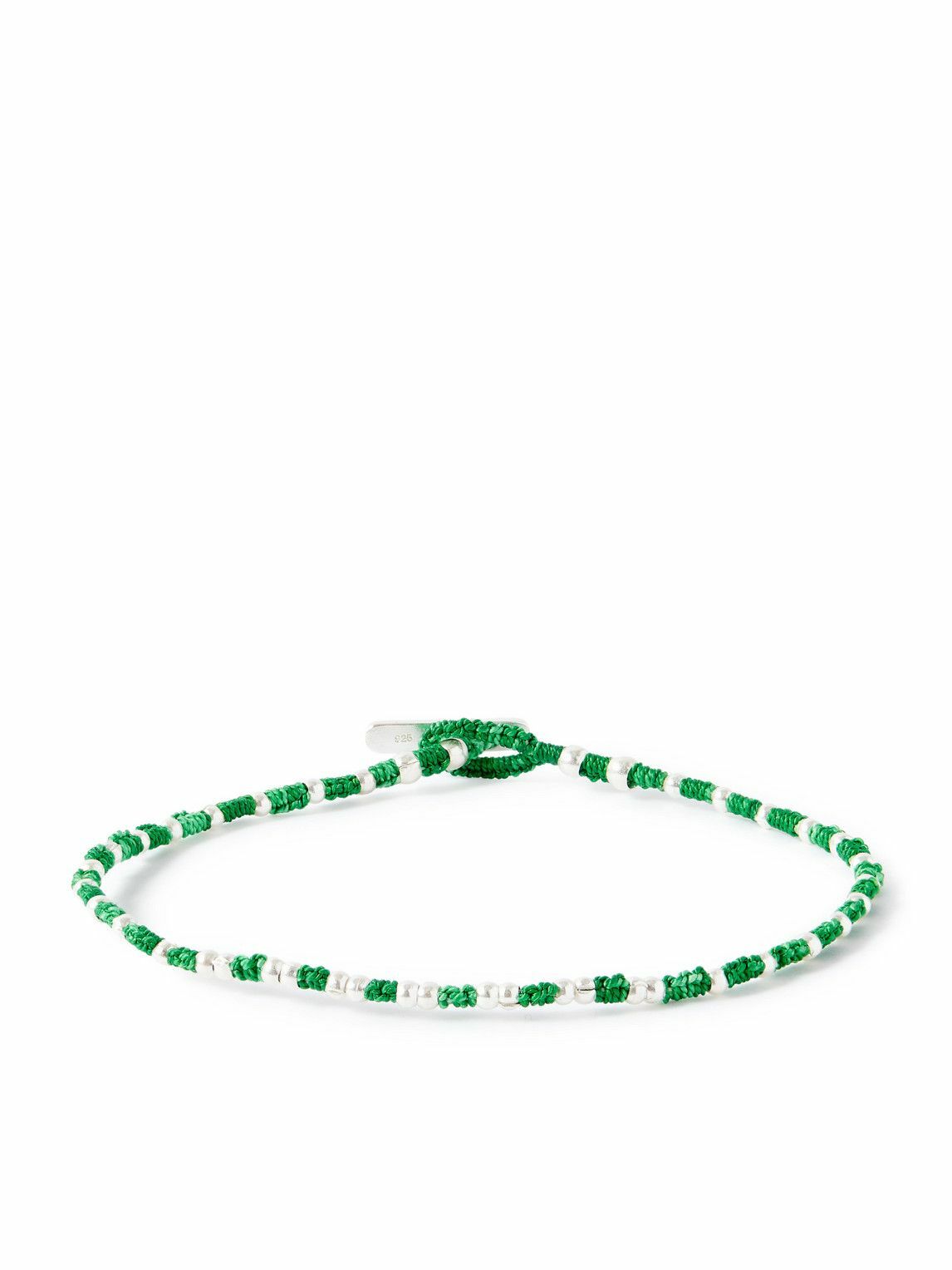 Mikia - Silver Beaded Bracelet - Green