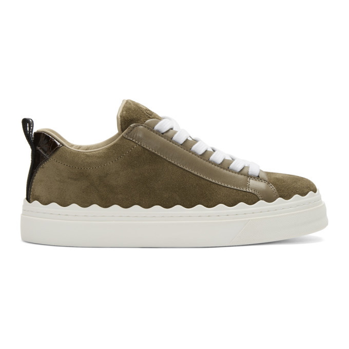 Lauren Leather And Suede Sneakers in White - Chloe