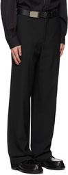 We11done Black One Side Flap Detail Trousers