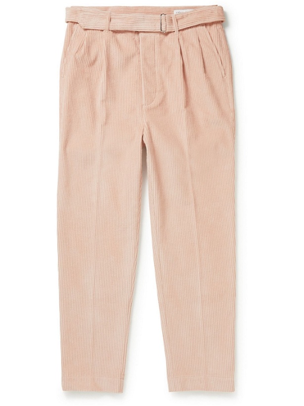 Photo: Officine Generale - Mory Straight-Leg Belted Cotton-Corduroy Trousers - Pink
