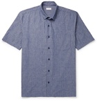 Sunspel - Mélange Selvedge Cotton-Chambray Shirt - Blue