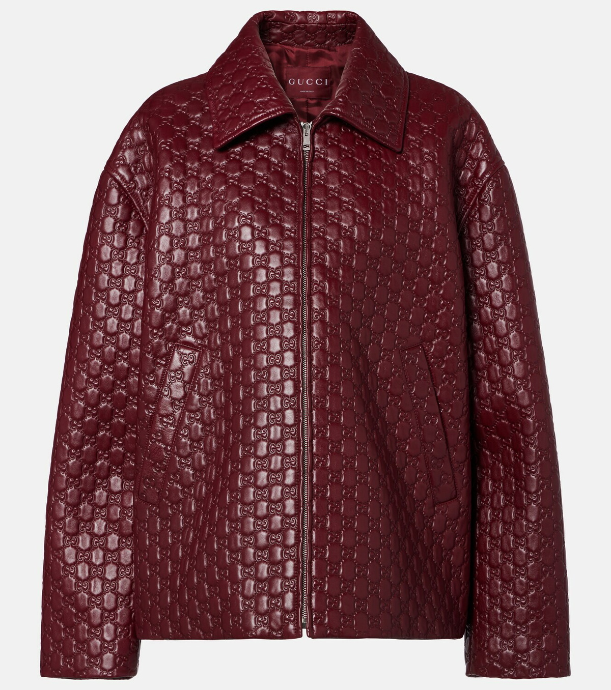 Gucci GG debossed leather jacket