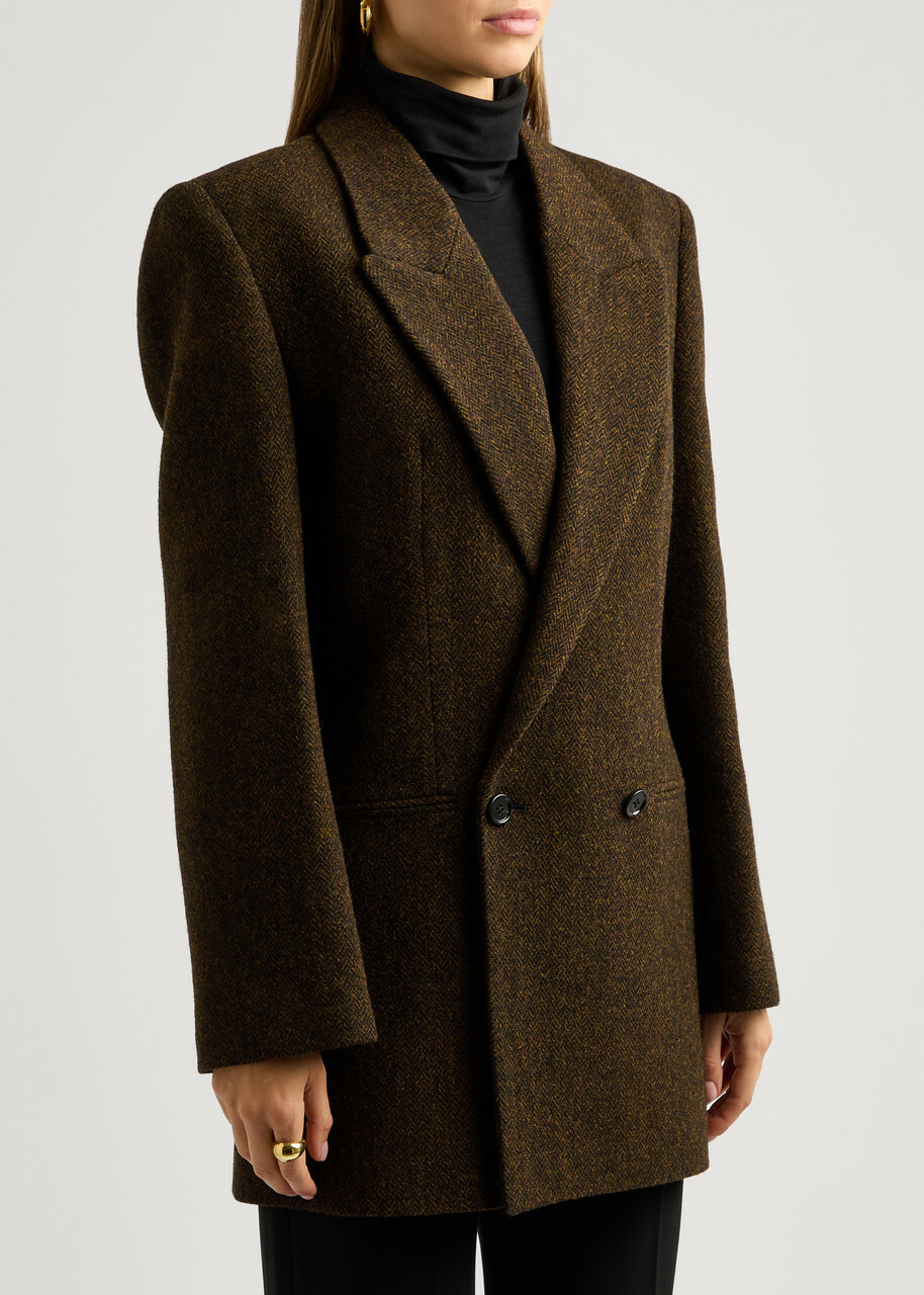 Petar Petrov New Spy Herringbone Wool Blazer Brown