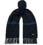 Loro Piana - Fringed Striped Baby Cashmere Scarf - Blue