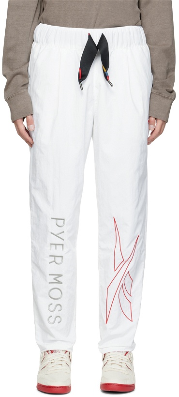 Photo: Reebok by Pyer Moss White Pyer Moss Edition RCPM Embroidered Lounge Pants