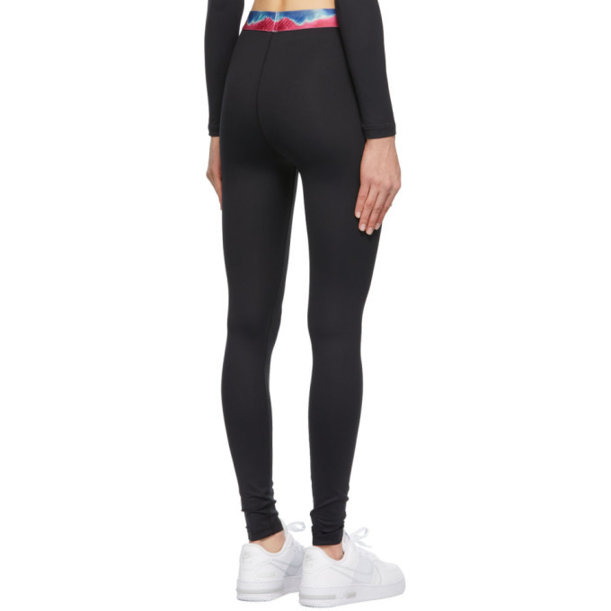 Msgm Logo-waistband Shiny Leggings In Black