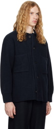 DOCUMENT Navy Heavy Weight Wool Double Pocket Cardigan