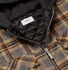 Rhude - Jersey-Trimmed Checked Cotton-Flannel Hooded Jacket - Gray