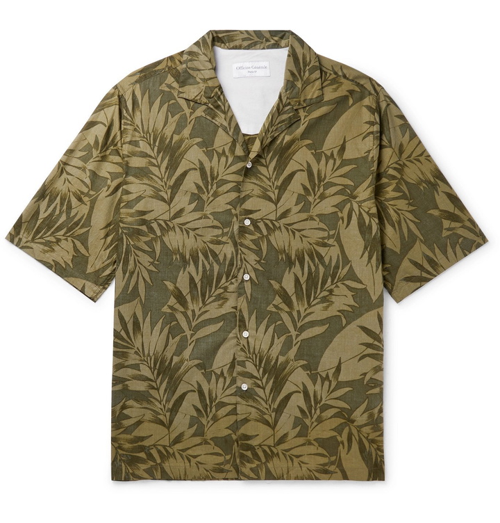 Photo: OFFICINE GÉNÉRALE - Eren Camp-Collar Printed Cotton-Voile Shirt - Green