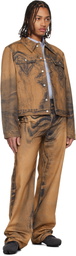 CAMPERLAB Brown Distorted Print Denim Jacket