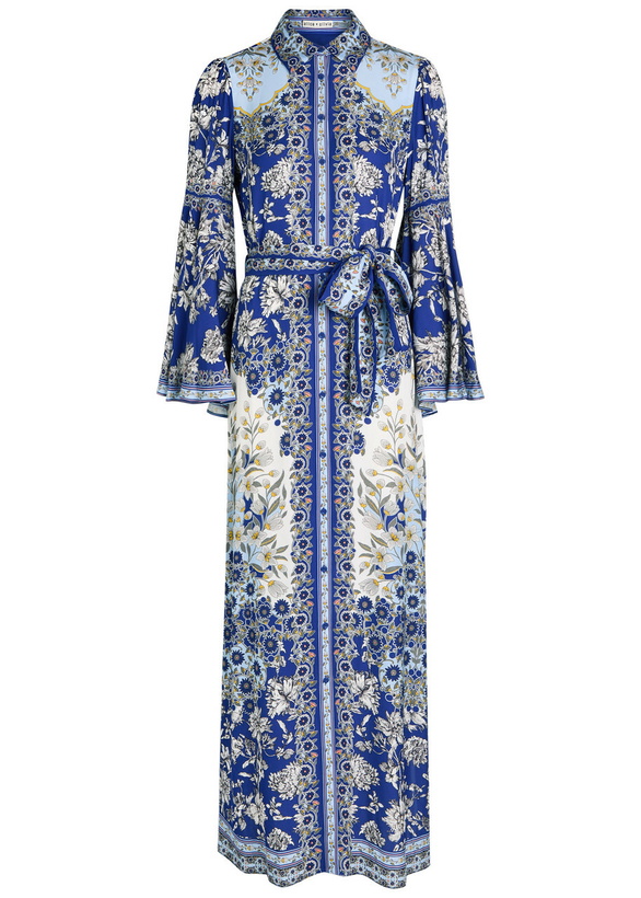 Photo: Alice + Olivia Chassidy Printed Maxi Shirt Dress Blue