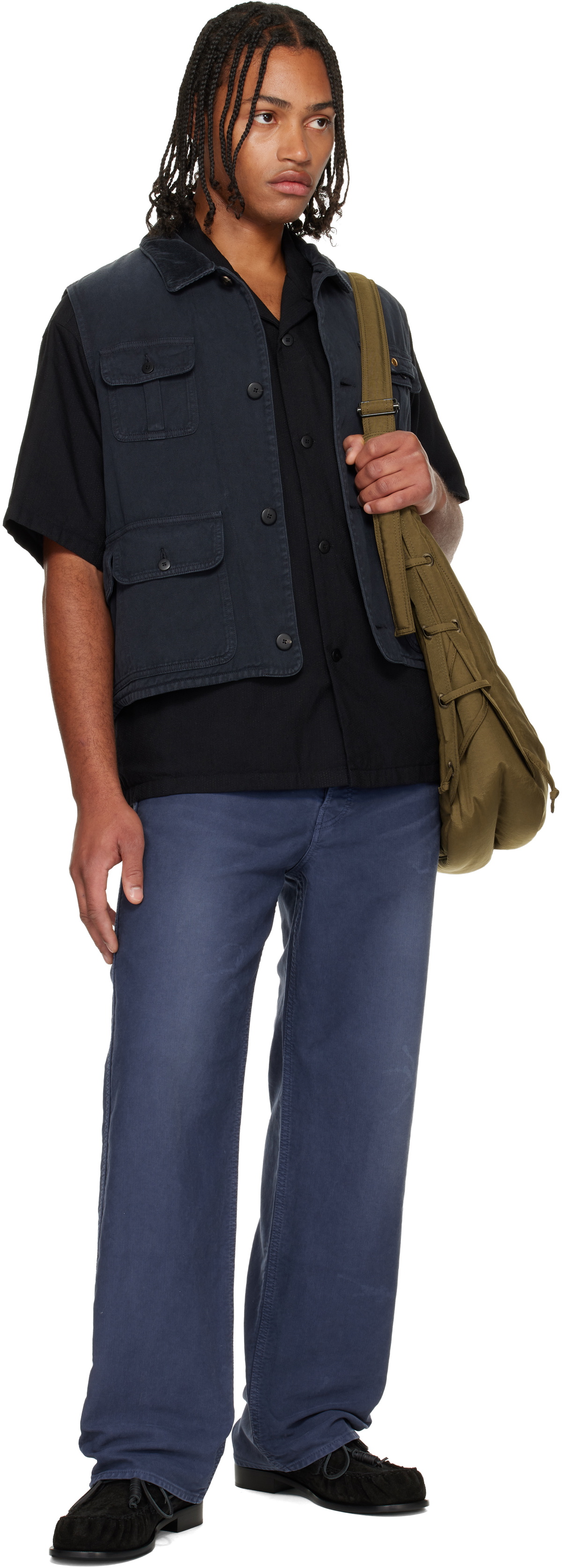 visvim Black Matto Hunting Denim Vest