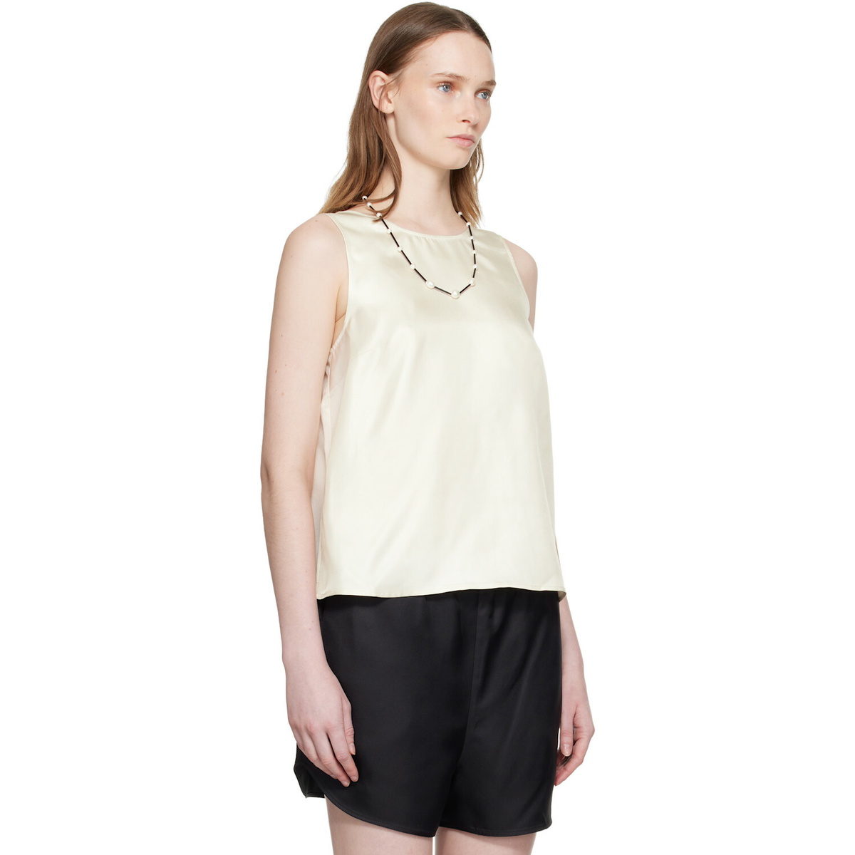 Loulou de Saison Off-White Gema Sleeveless Silk Top