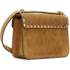 Valentino Garavani Tan Rockstud Small Shoulder Suede Bag