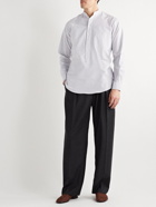 Richard James - Grandad-Collar Striped Cotton Half-Placket Shirt - Blue