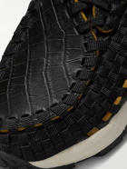 Nike - Air Footscape Stretch-Knit and Croc-Effect Leather Sneakers - Black