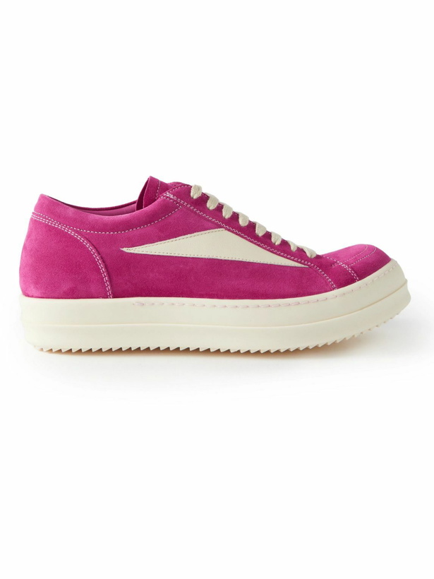 Photo: Rick Owens - Leather-Trimmed Suede Sneakers - Pink