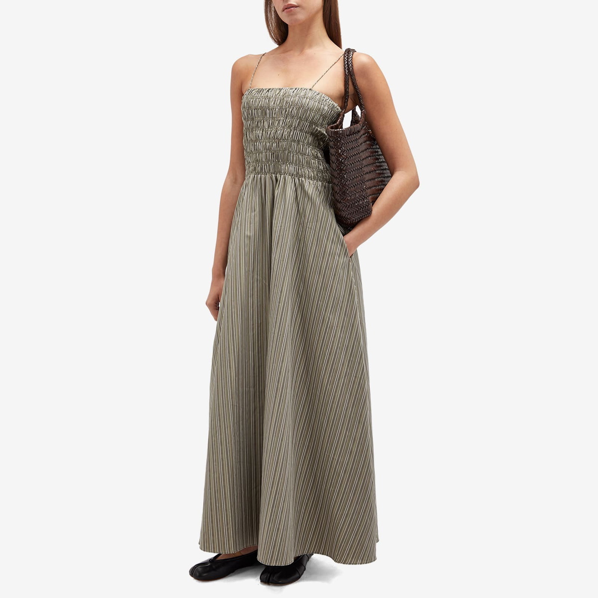 Faithfull The Brand Women's Lida Stripe Maxi Dress in Khaki Stripe  Faithfull The Brand