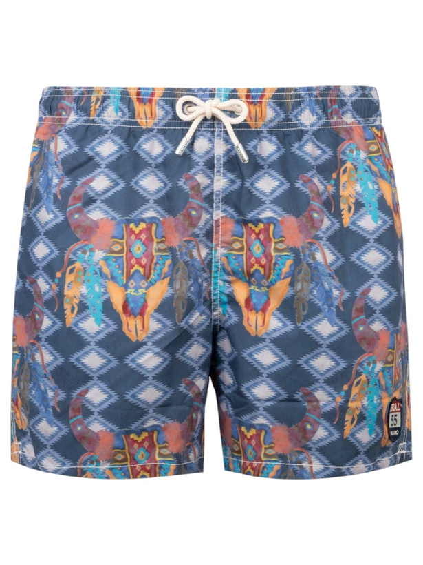Photo: MC2 Saint Barth Man Classic Swim Shorts Gustavia With Buffalo Print