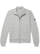 Canali - Logo-Appliquéd Stretch Cotton-Blend Jersey Zip-Up Sweatshirt - Gray