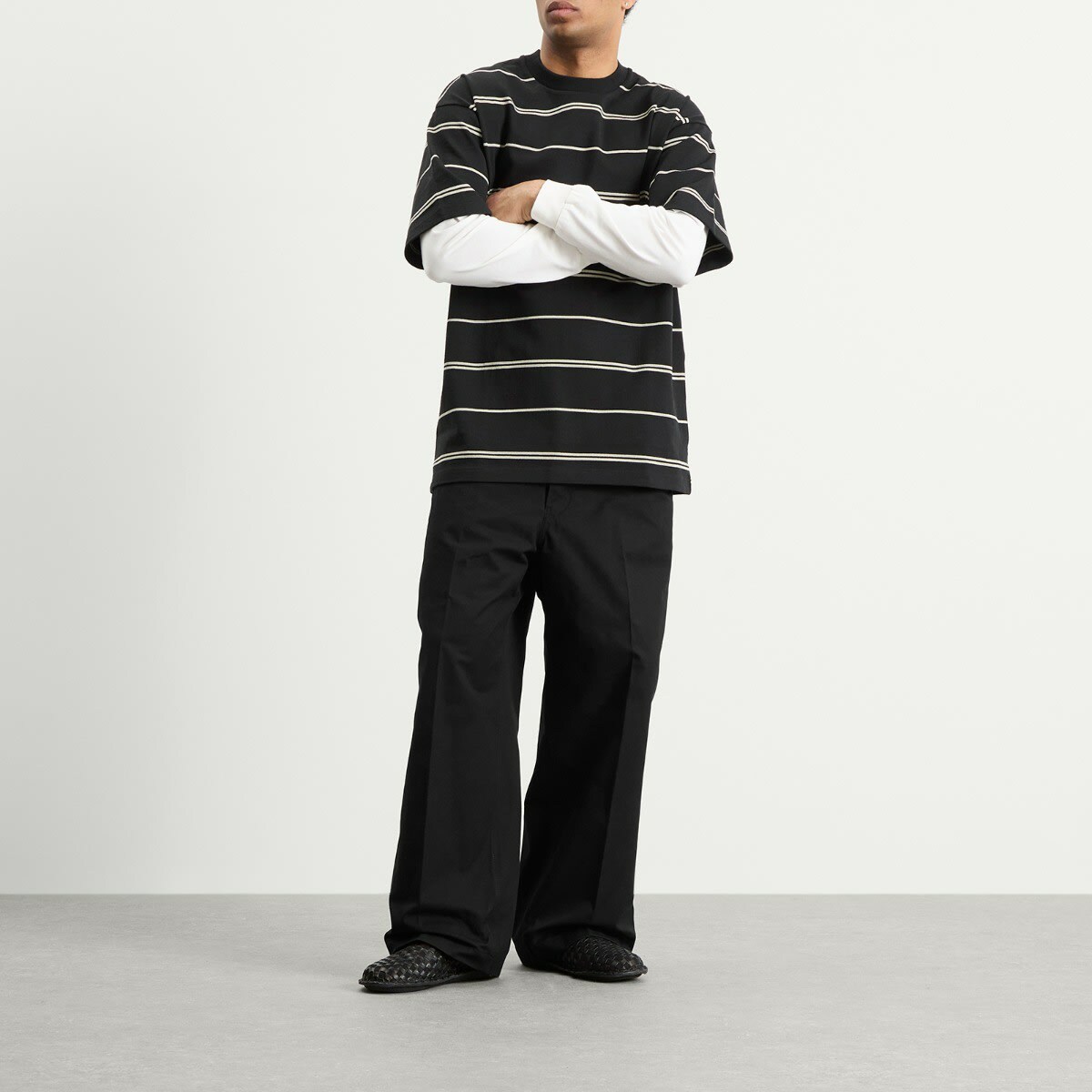 Comme des Garçons Homme Men's Cotton Oxford Straight Trousers in Black