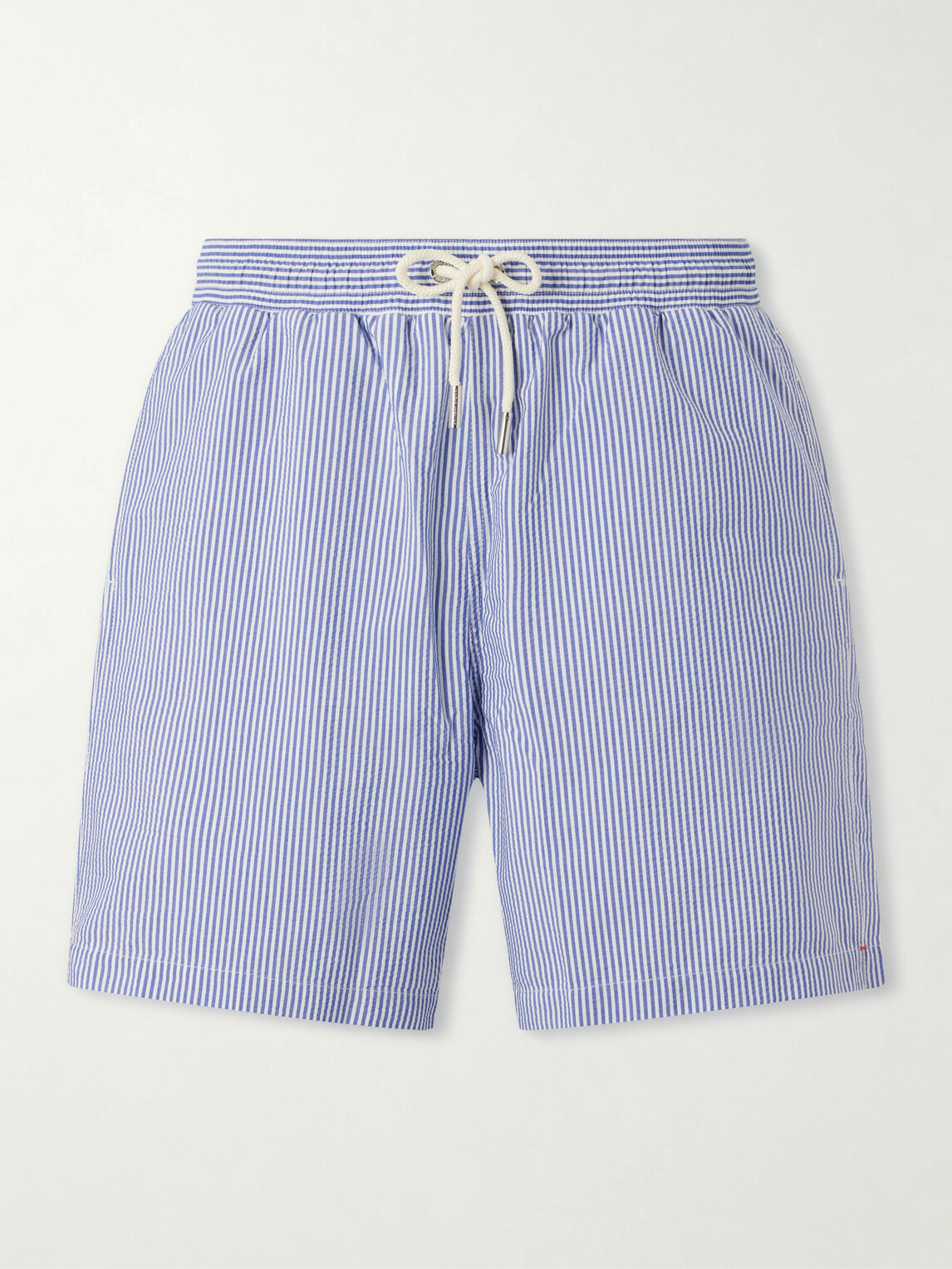 Orlebar Brown - Mastiff II Straight-Leg Mid-Length Striped Seersucker Swim Shorts - Blue