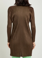 Pleats Please Issey Miyake Pleated Woven Coat Brown