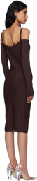 Mugler Burgundy Knit Midi Dress
