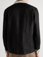 BODE - Good Luck Button-Embellished Linen Shirt - Black