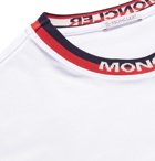 Moncler - Logo Webbing-Trimmed Stretch-Cotton Jersey T-Shirt - White