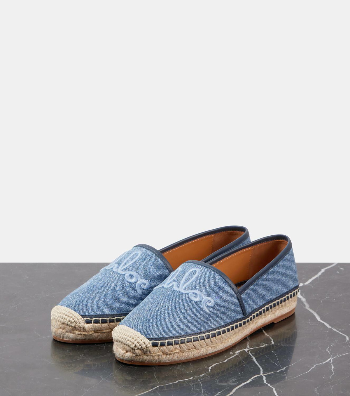 Chloé Isla embroidered denim espadrilles Chloe