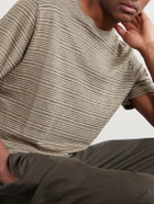 Mr P. - Knitted Striped Linen T-Shirt - Green