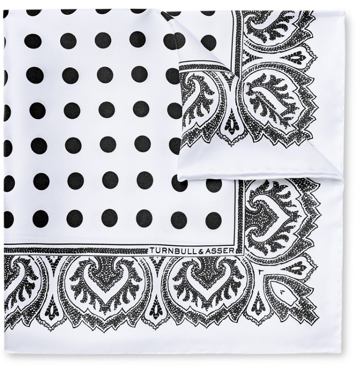 Photo: Turnbull & Asser - Printed Silk-Twill Pocket Square - White