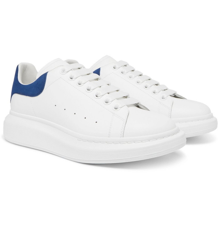 Photo: Alexander McQueen - Exaggerated-Sole Suede-Trimmed Leather Sneakers - White