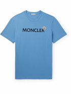 Moncler - Logo-Flocked Cotton-Jersey T-Shirt - Blue