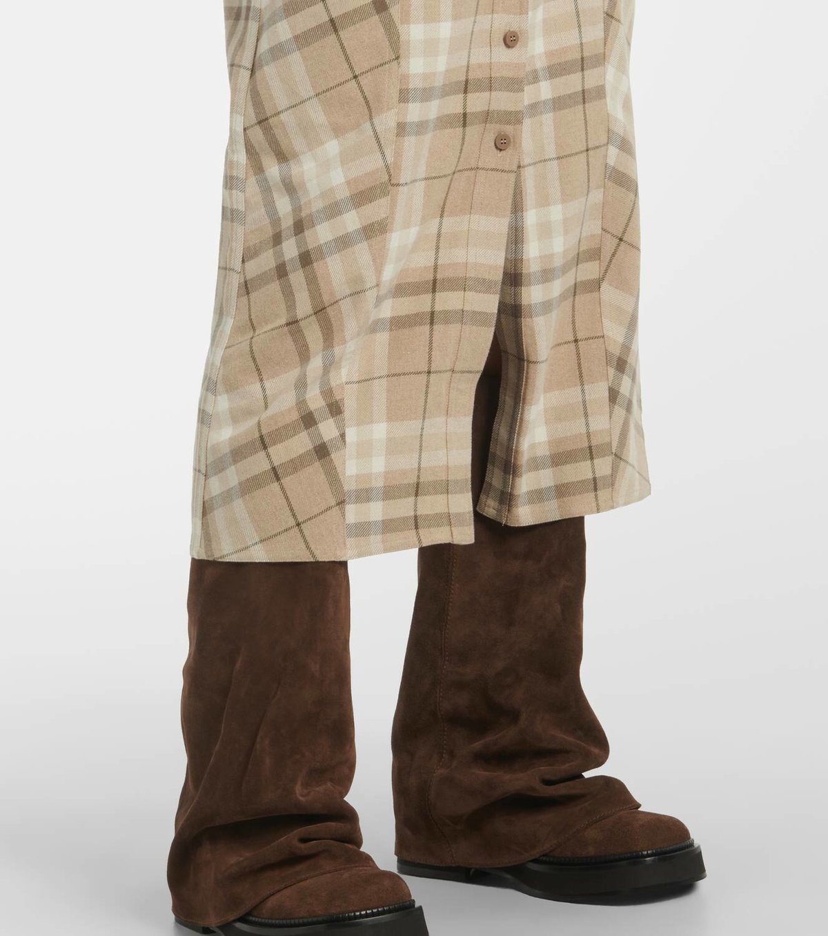 The Attico Checked cotton-blend shirt dress