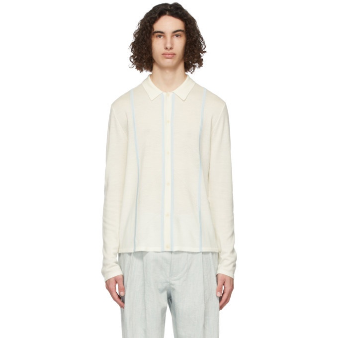 Photo: King and Tuckfield Off-White Wool Striped Knit Shirt